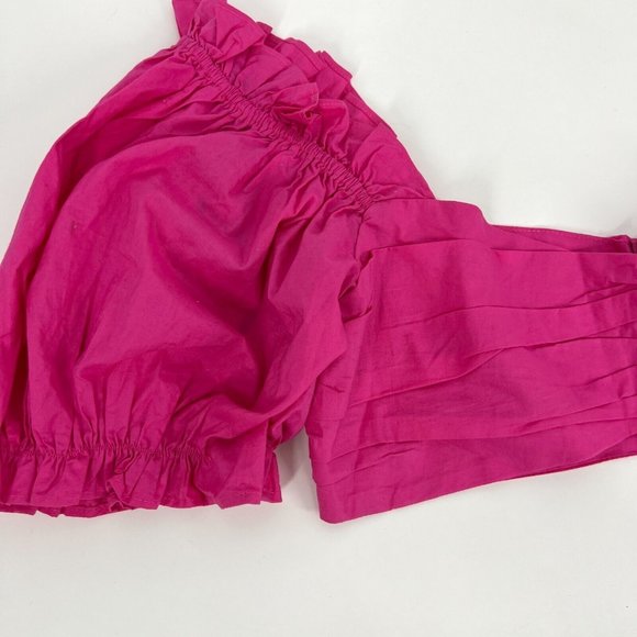 Forever 21 Top Cropped Puff Sleeve Pink Bandeau NWT - Picture 9 of 10